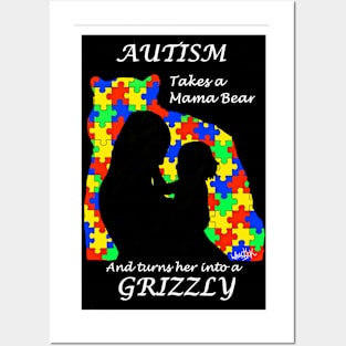 Autism Mama grizzly Posters and Art